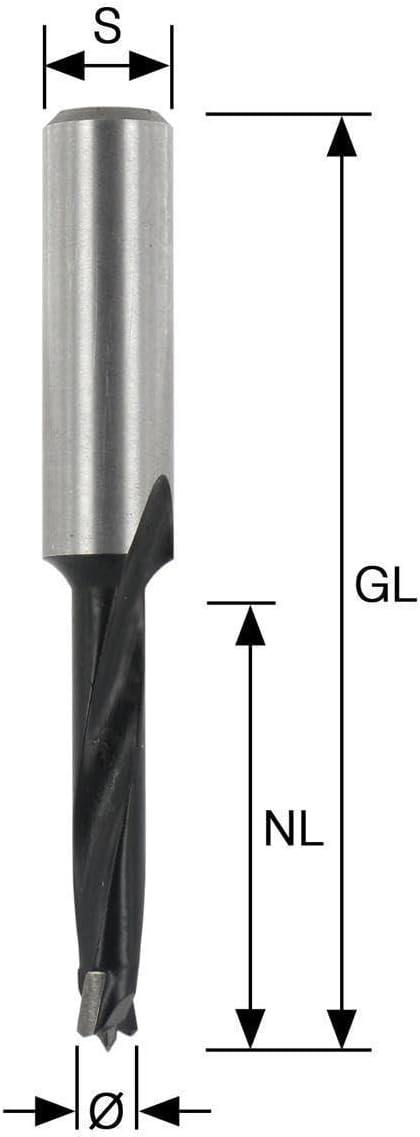 ENT 24002 Dübelbohrer HW, Schaft (S) 8 mm, Durchmesser (D) 8 mm, NL 30 mm, SL 27 mm, L 57 mm, spezie