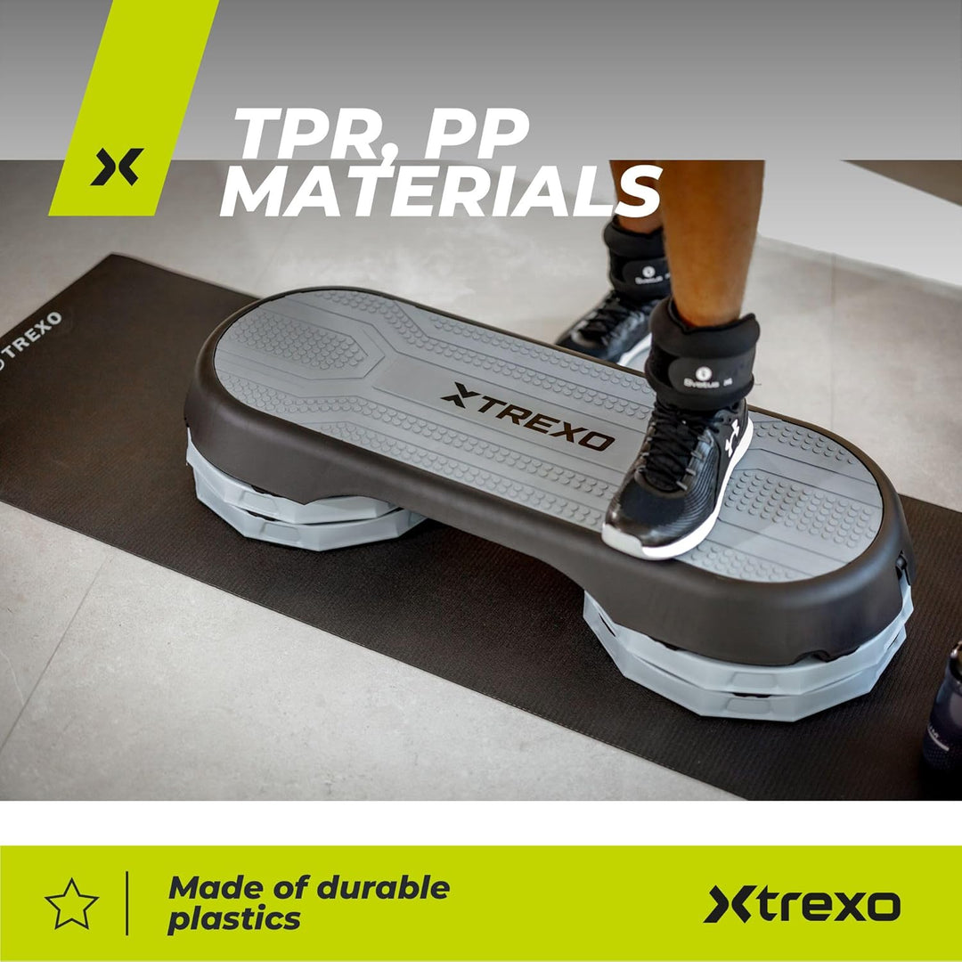 TREXO Aerobic Step 107x 42 cm Für Cardio- und Fitnesstraining Höhenverstellbar 10-15-20 cm Langlebig