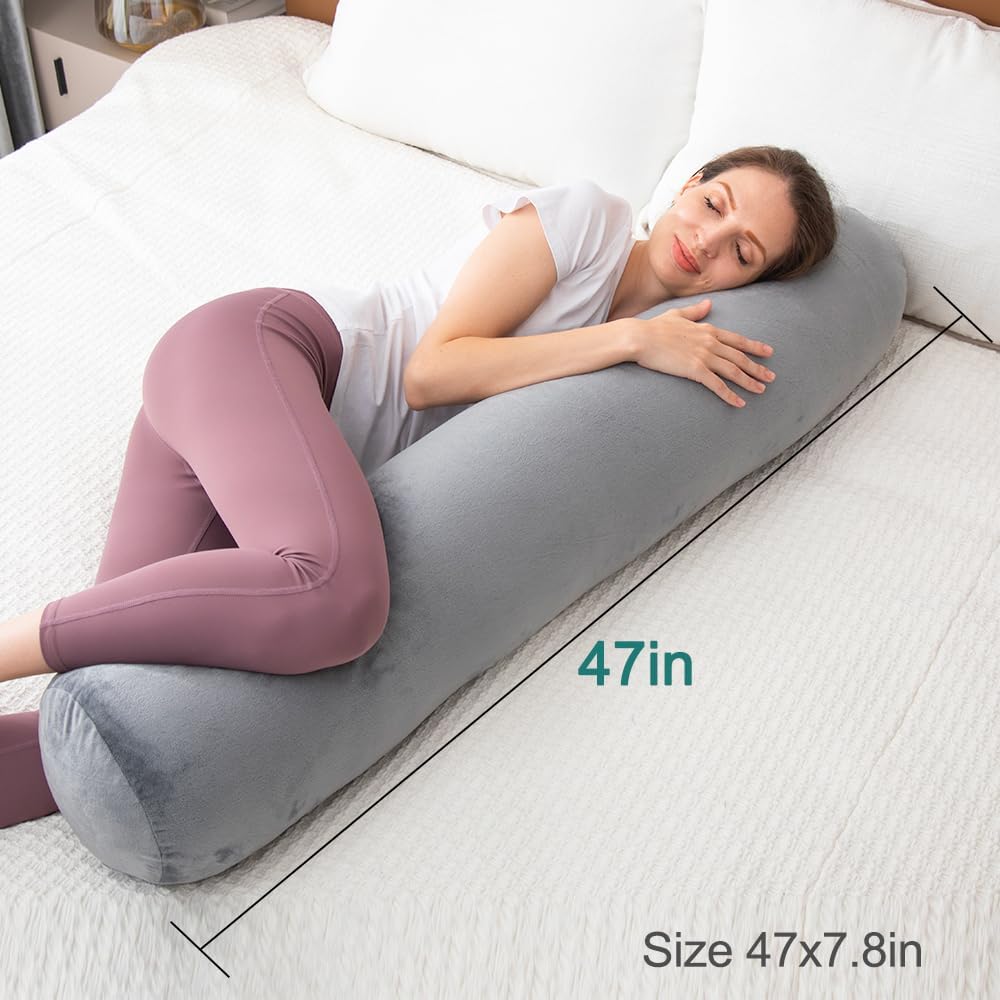 Body Pillow for Adults, Full Body Pilllow for Sleeping, Long Round Cervical Pillow, Bolster Side Sle