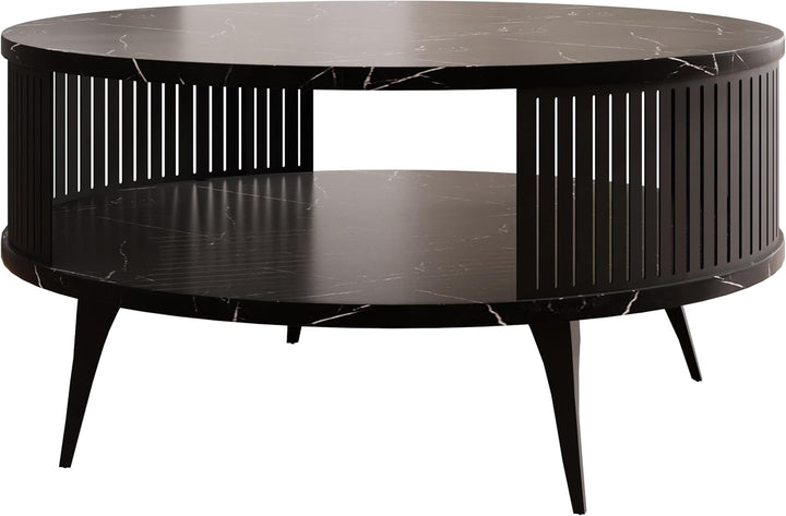 Mirjan24 Couchtisch mit Ablage Rajkon, Runde Form, Metallbeine, Kaffeetisch, Wohnzimmertische, Beist