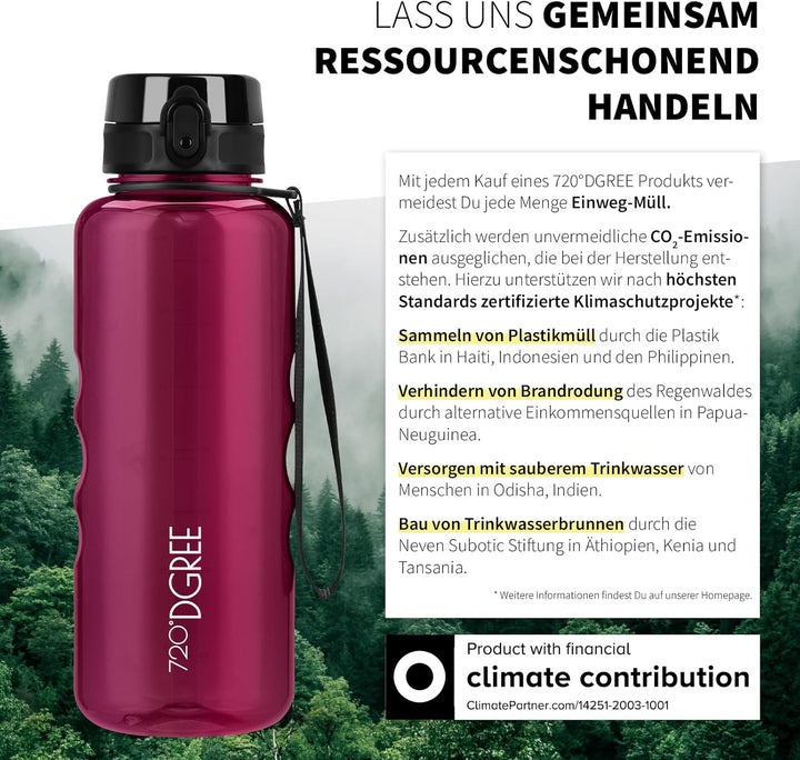 720°DGREE Trinkflasche 1,5l “uberBottle“ crystalClear +Sieb - BPA-Frei - Wasserflasche für Sport, Gy