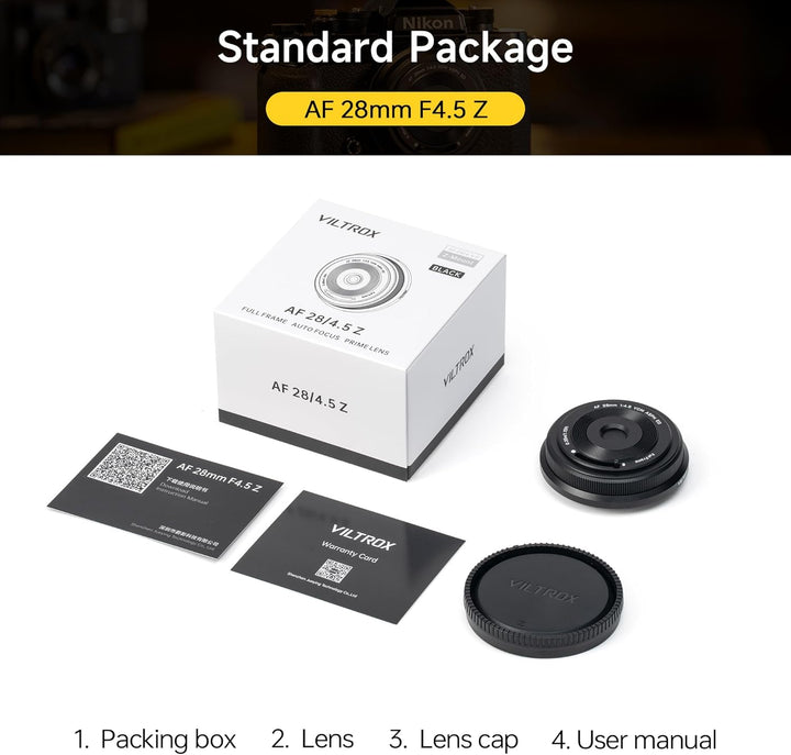 VILTROX AF 28mm F4.5 f/4.5 Pancake-Objektiv für Nikon Z-Mount, Weitwinkel-Vollformat-Autofokus-Objek
