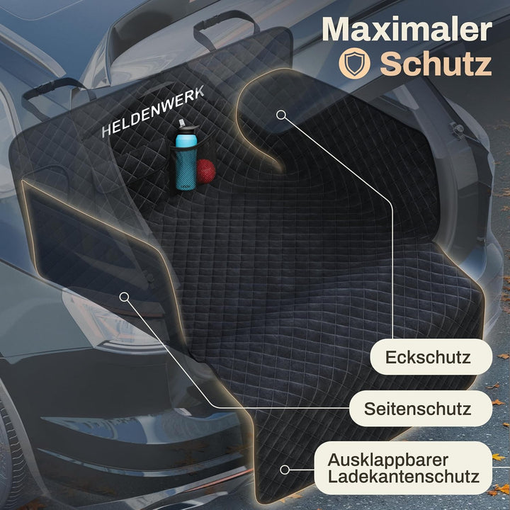 HELDENWERK Kofferraumschutz Hund gesteppt mit Seiten- und Ladekantenschutz I Hundedecke Auto Kofferr
