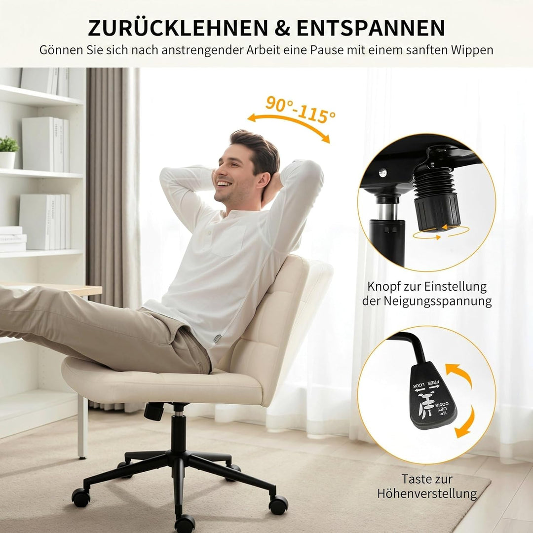 Clevich Bürostuhl Ohne Armlehne, Breiter Schneidersitz Stuhl für Schneidersitz Ergonomischer Höhenve
