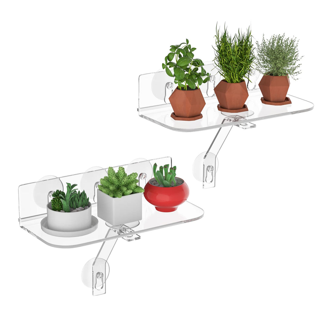 Hexsonhoma Clear Acryl Fenster Pflanzenregale, 30CM Fenster Pflanzenständer mit Beinen, keine Notwen