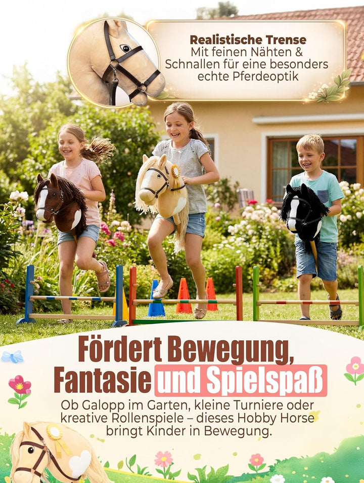 Hobby Horse Steckenpferd – Handgefertigtes Stockpferd für Kinder 4–12Jahre - Realistisches Hobby Hor