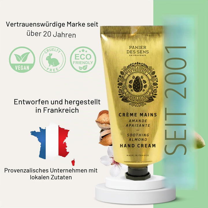 Panier des Sens Mandel Handcreme für sehr trockene Hände 75ml - Hand Cream mit Shea Butter und Mande