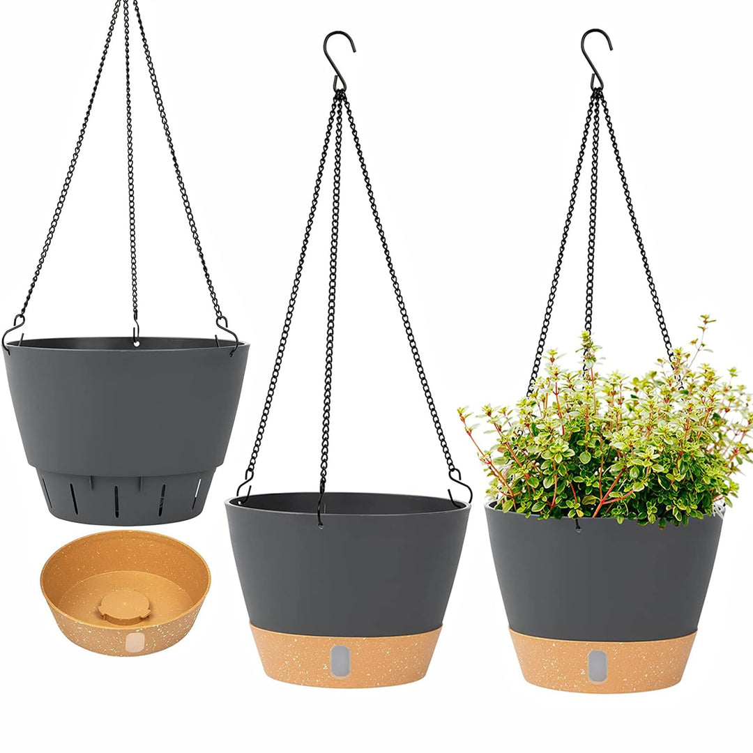 LSRVNM 3 Stück Hängende Pflanzgefässe, Hängetopf für Pflanzen, Blumentopf Hängend mit Abnehmbares Ta