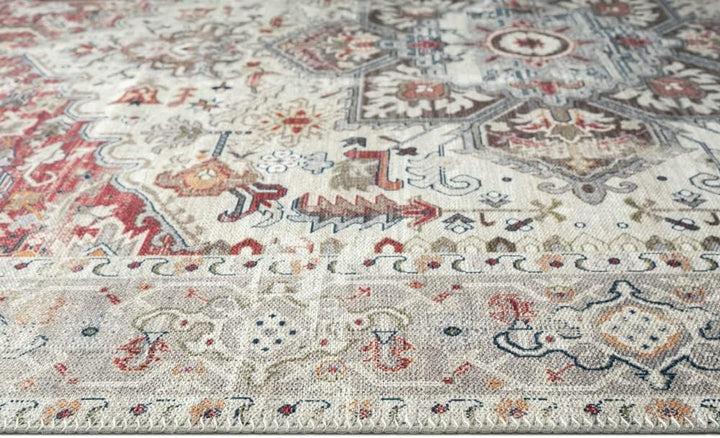 CARPETIA Klassischer Teppich mit modern orientalischen Verzierungen & Ornamenten in Creme rot orange
