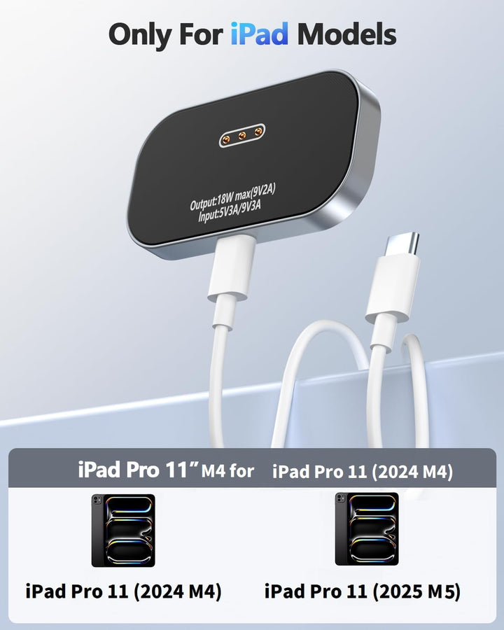 Magnetisches drahtloses Ladegerät für iPad Pro iPad Pro 11 (2024/2025 M4) NUR, 18W Schnellladegerät