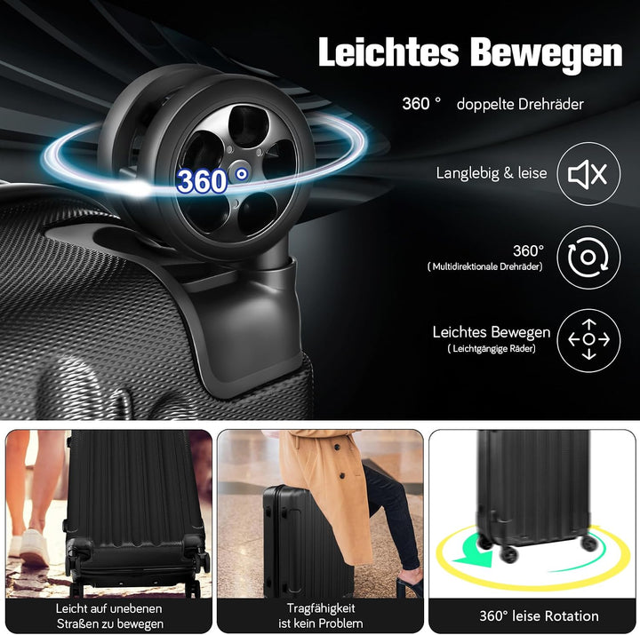 Zwillingsrollen 4 Teilig Hartschalen Kofferset mit Rollen &amp; TSA-Schloss, Leicht Koffer &amp; Trolleys Ha