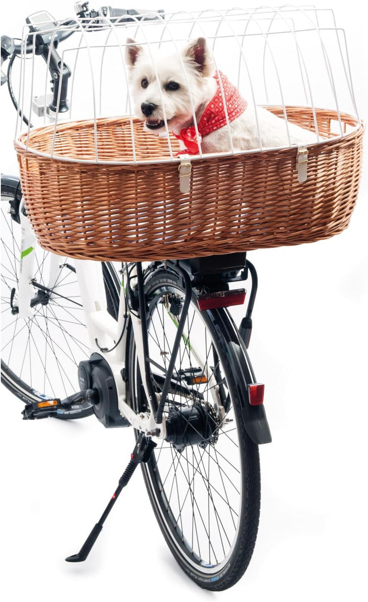 Aumüller Fahrrad-Tierkorb mit Halter, L: 68 cm + Schutzhaube - Gepäckträgermontage