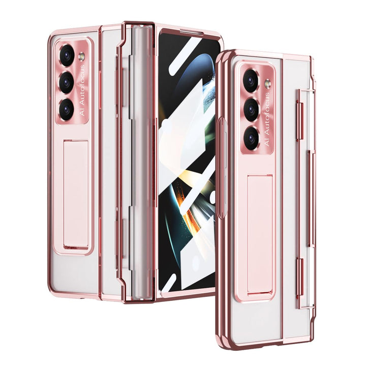NINKI Kompatible Luxus Scharnierschutz für Samsung Z Fold 3 Hülle mit S Pen und Halter,5 in 1 Displa