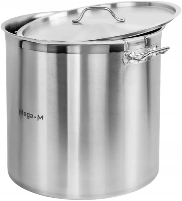 Mega-M Kochtopf GROSSE Induktion aus Edelstahl AISI 443 mit DECKEL PRO Küche Keramik, Elektro, Gas,