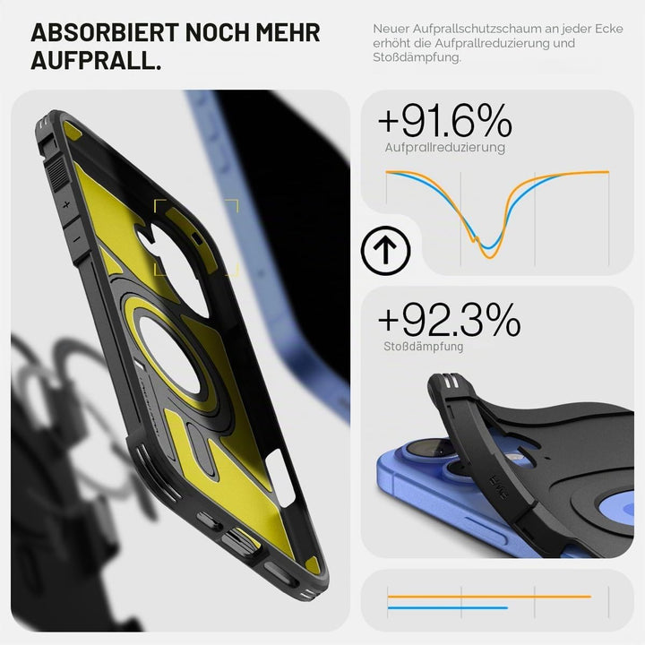 Spigen Tough Armor (AI) MagFit Hülle für iPhone 16, Kompatibel mit MagSafe Zubehör -Schwarz iPhone 1