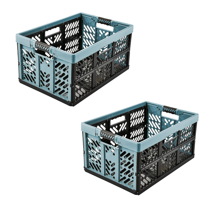 keeeper 2x Stabile Profi-Klappboxen mit Soft-Touch Griffen, 45 l, Ben, Nordic Blue (Blau) Nordic Blu
