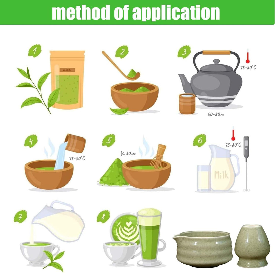 Japanische Matcha-Schale aus Keramik mit Ausgiesser, Ständer für Schneebesen und traditionellen Chaw
