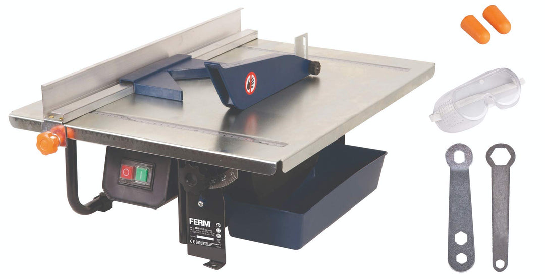 FERM Fliesenschneider 900W - 2950/min - 200mm Diamantscheibe - Wassergekühltes Sägeblatt - 0-45 Grad