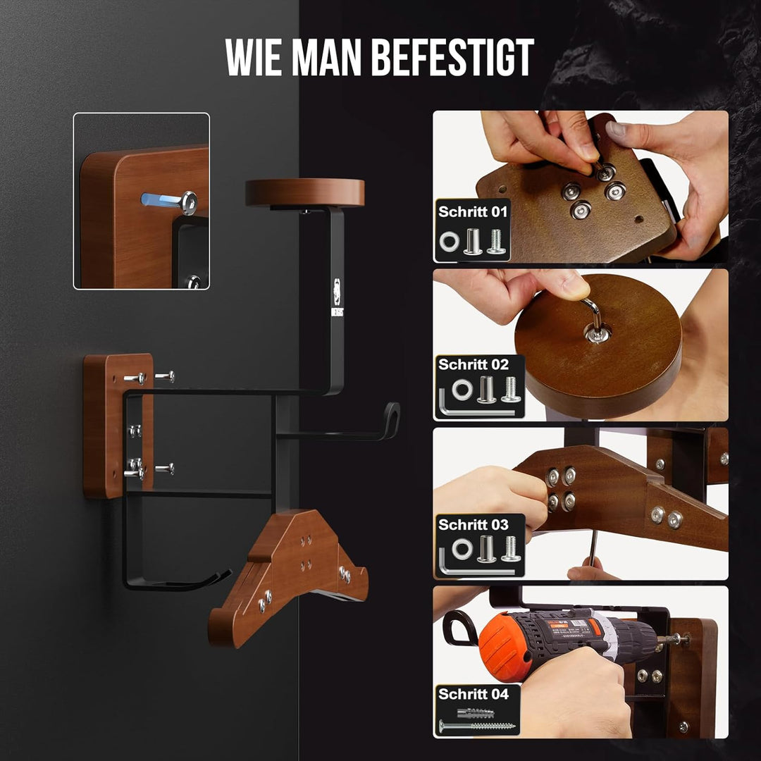 OneTigris Helmhalterung Wand Ver. 2.0 – Stabile Motorrad-Garderobe & Westenhalter, Helm Halterung 80