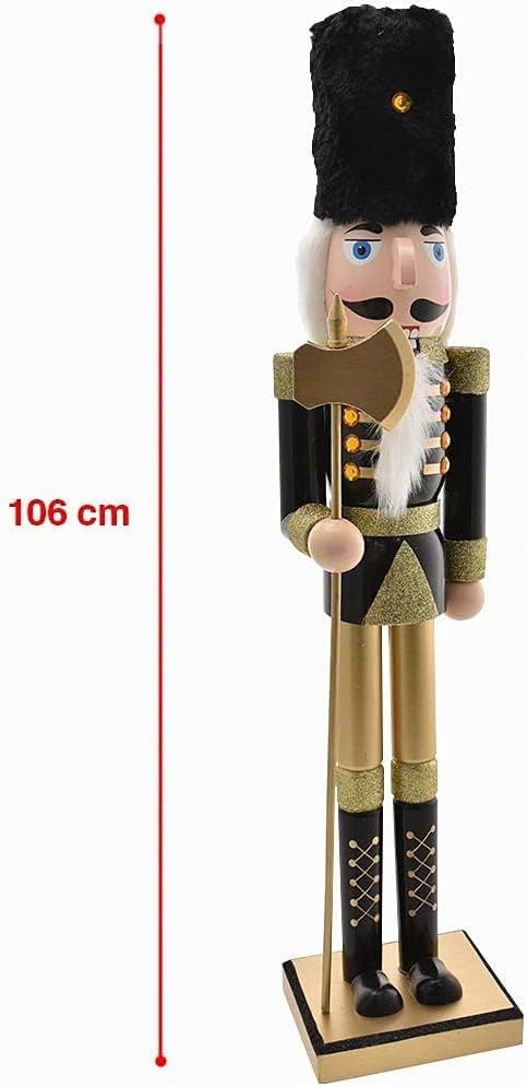 BAKAJI Riesiger hölzerner Nussknacker Soldat Weihnachtsnussknacker Höhe 106 cm Gemalte Kleider Bart