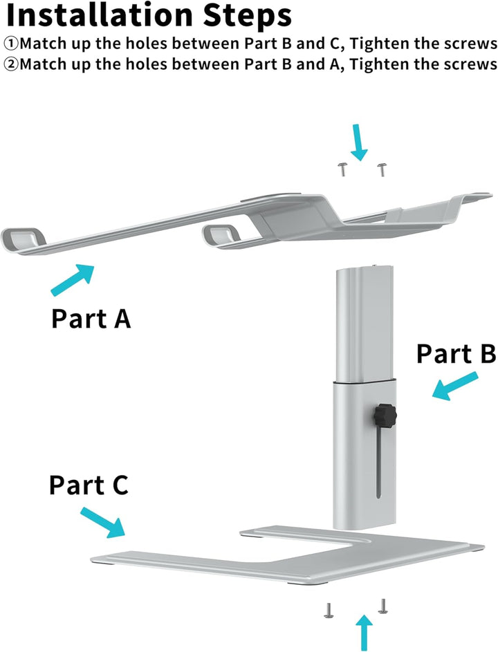 ALASHI Laptop-Ständer für Schreibtisch, Computer-Ständer, höhenverstellbar, ergonomischer Notebook-L