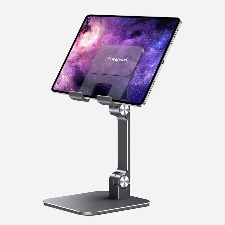 elitehood Höhenverstellbarer Aluminium iPad Ständer, Verstellbare Tablet Halterung für Tisch, Klappb