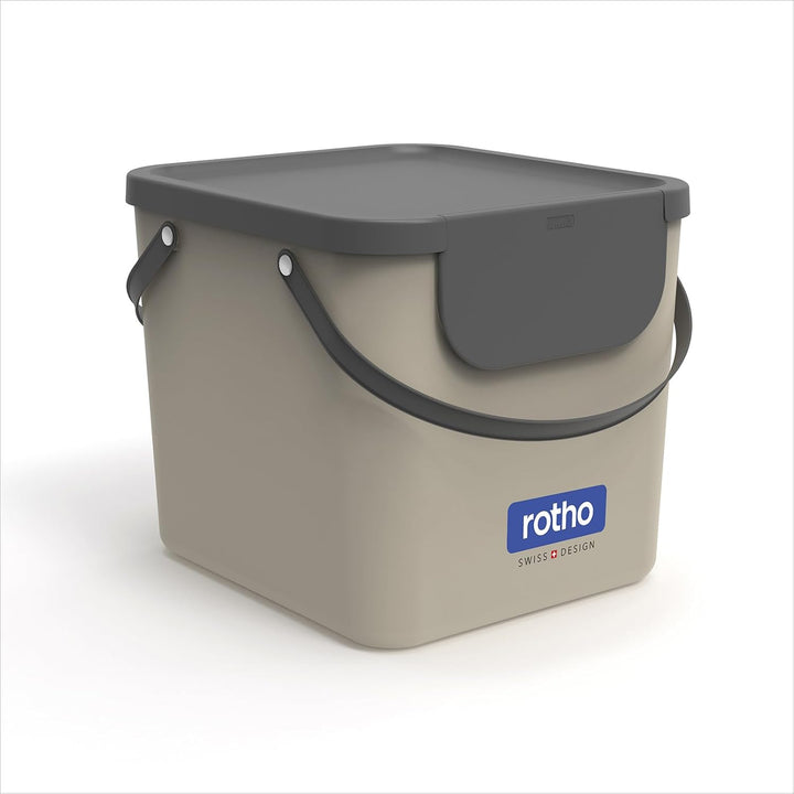 Rotho Albula Mülltrennungssystem 40l für die Küche, Kunststoff (PP), beige/anthrazit Cappuccino/Anth