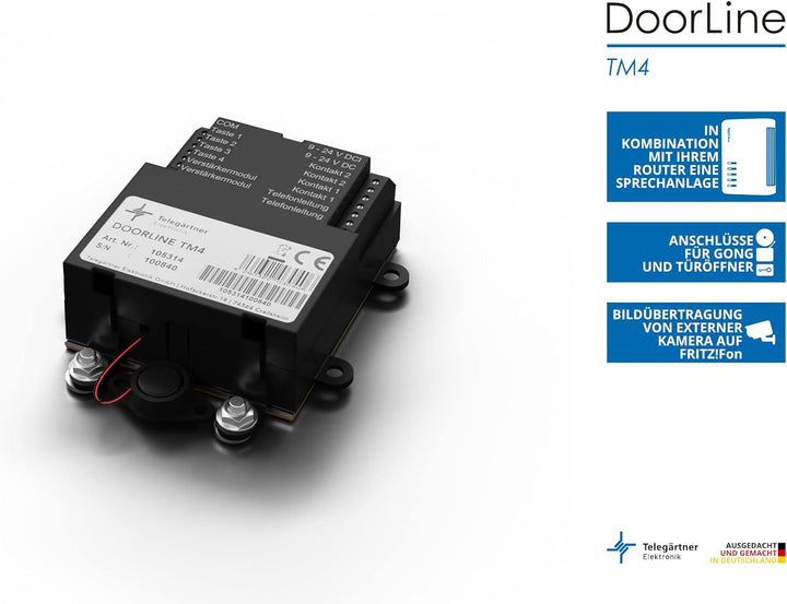 DoorLine TM4 von Telegärtner Elektronik, Clevere Hinterbau-Türstation, macht TK-Anlage FRITZ!Box / R
