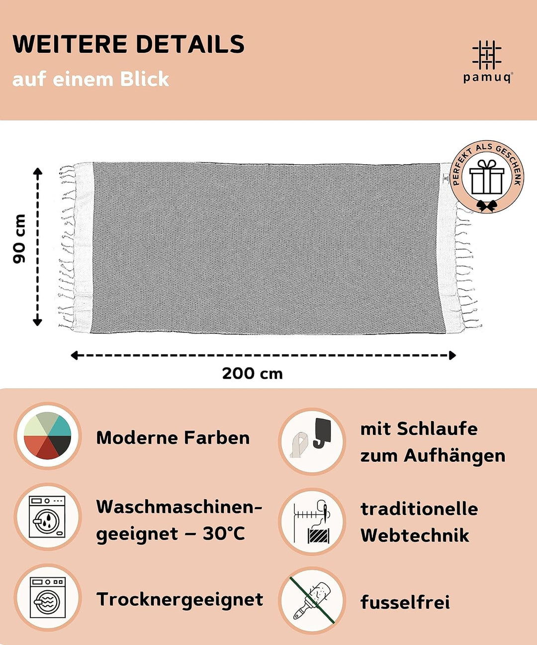 Strandtuch XXL Saunatuch Badetuch Hamamtuch Gross Baumwolle Duschtuch Pestemal Handtuch Fouta Pareo