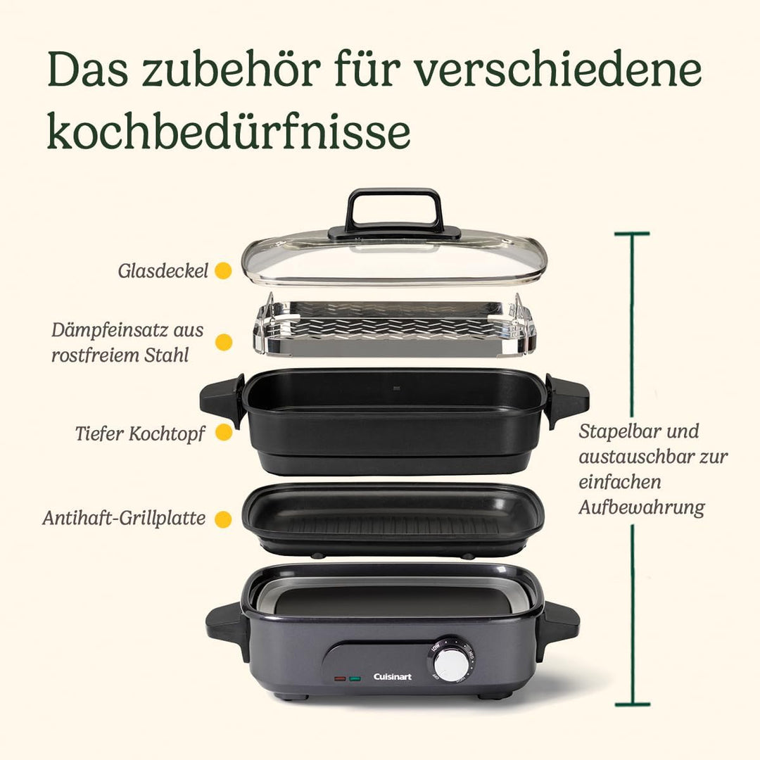 Cuisinart Cooking, 5-in-1 Multikocher zum Grillen, Anbraten, Dämpfen, Simmern und Kochen, Multicooke