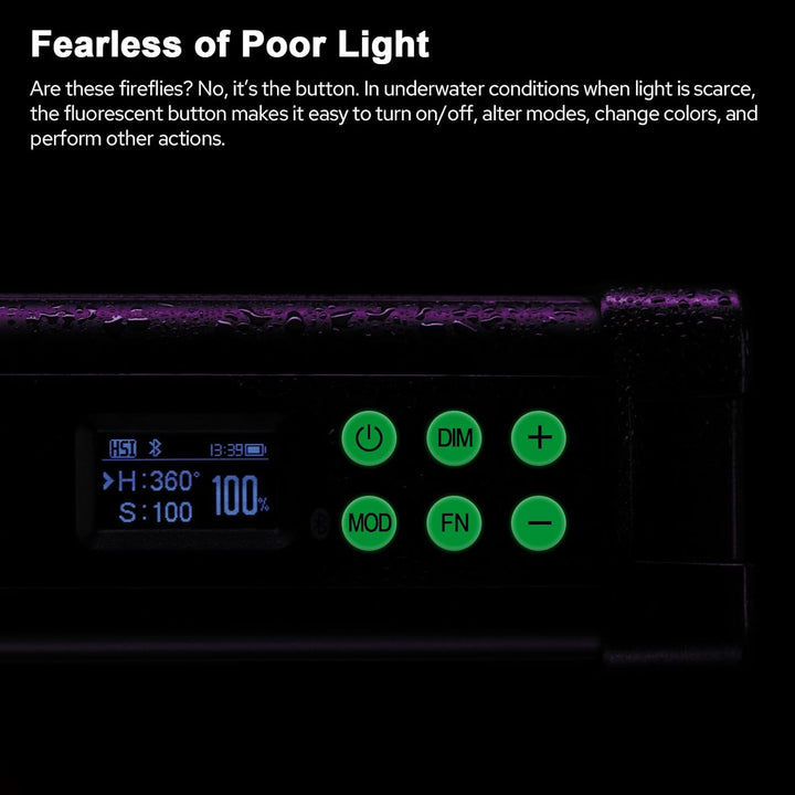 Godox WT25D Tauchgang Licht LED Videolichtstab lP68 wasserdichte Rate CRI 96+ und TLCI 96+, 5600K Ei