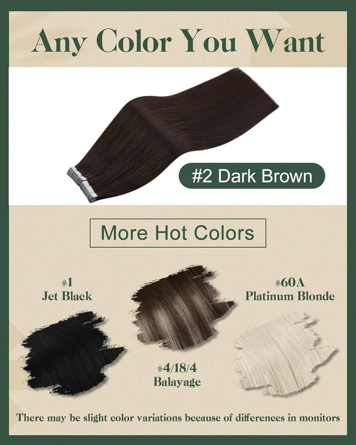 Ugeat 50cm Remy Echthaar Extensions Tapes Braun 50Gramm Hair Extensions Tape Echthaar Haarverlängeru