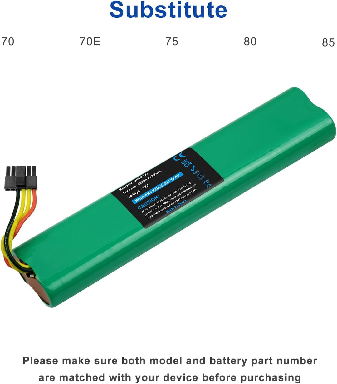 12V 5000mAh NI-MH Ersatzakku für Neato BV Basic, Botvac D70, D75, D80, D85, D7500, D8000, D8500, 70,