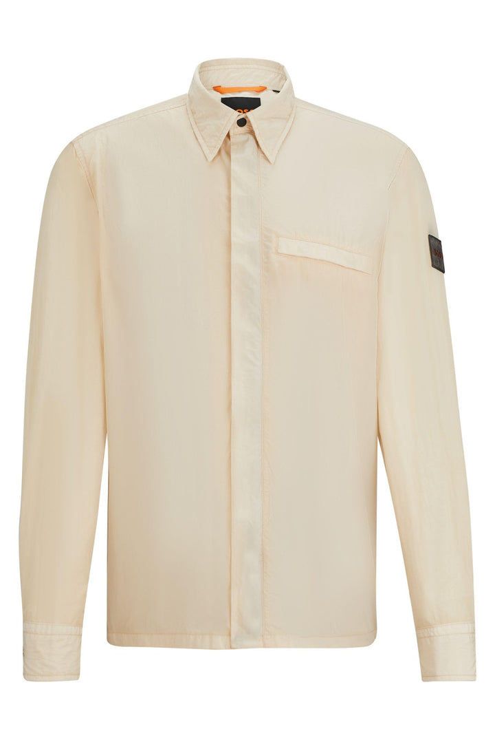 BOSS Herren Laio Oversized Overshirt mit verdecktem Reissverschluss M Open Beige290, M Open Beige290