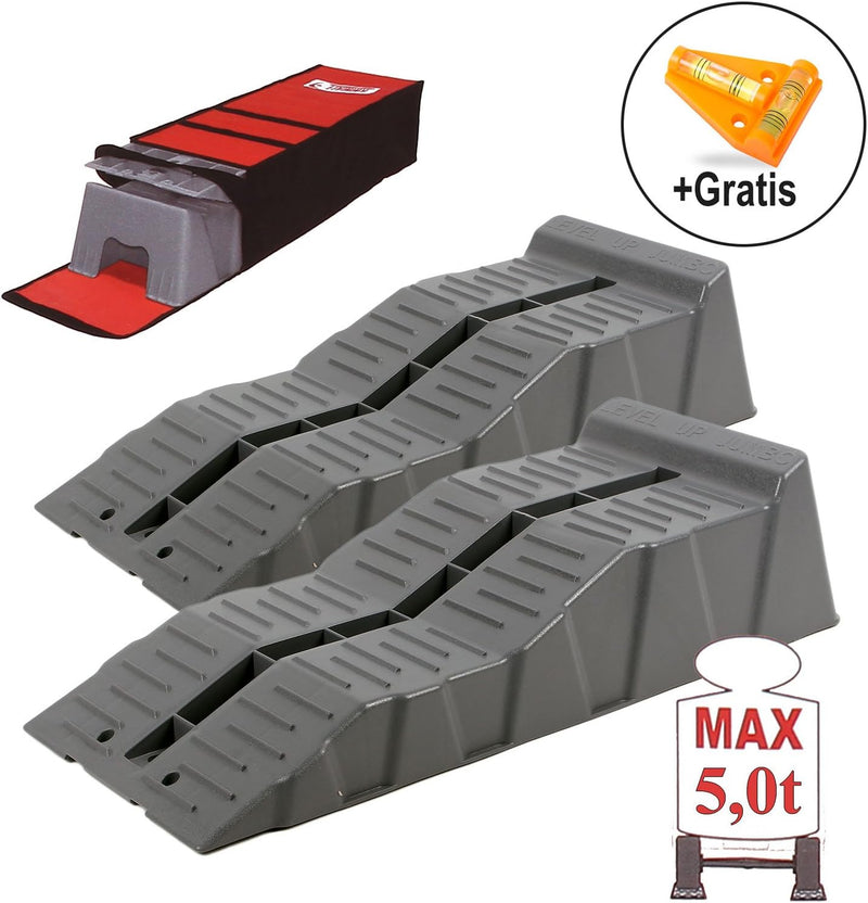 Fiamma Jumbo Stufenkeile, Auffahr-Keil, Kunststoff, 2er Set - bis 5000 kg, 58 x 6/11 x 14 cm für Woh