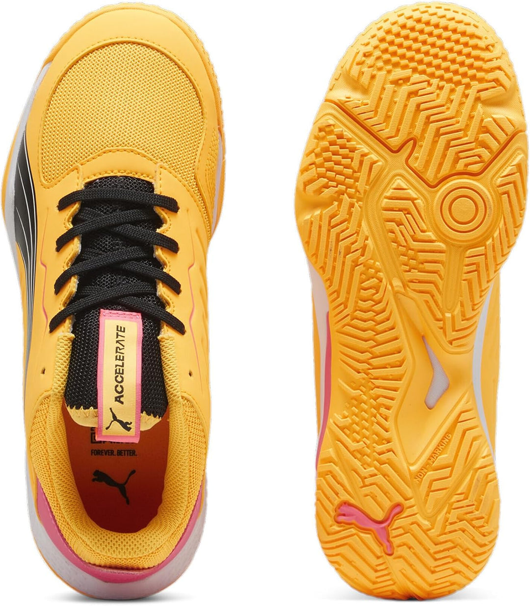 PUMA Unisex Kinder Accelerate Jr Handballschuh 35.5 EU Sun Stream Sunset Glow Puma Black, 35.5 EU Su