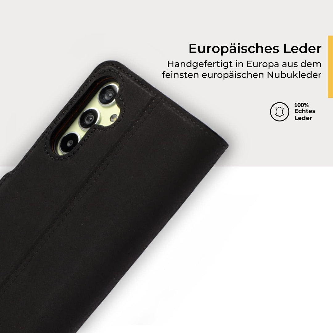 Snakehive Lederhülle für Samsung Galaxy A34 - Stylische Handyhülle mit Kartenhalter & Standfuss - Ha