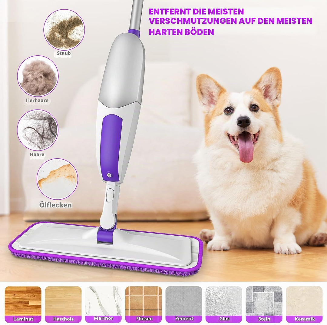 Wischer mit Sprühfunktion Sprühwischer - SEVENMAX Wischmopp Bodenwischer mit Sprühfunktion und 3 Mik