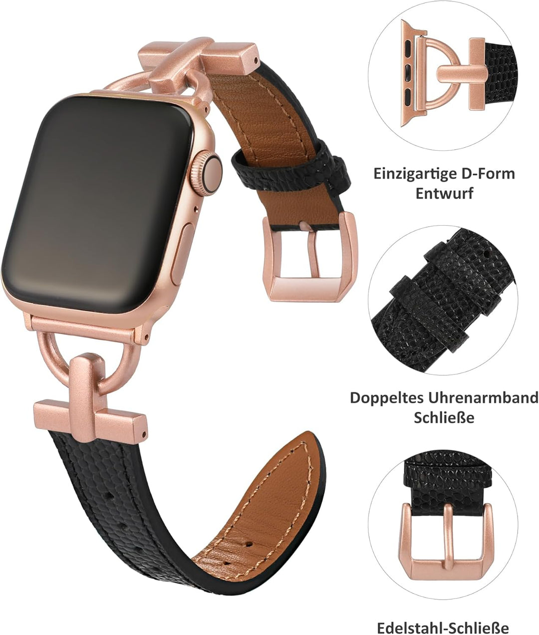 Wearlizer Lederarmband Kompatibel mit Apple Watch Armband 40/41/38/42mm,Elegant Leder Armbänder für
