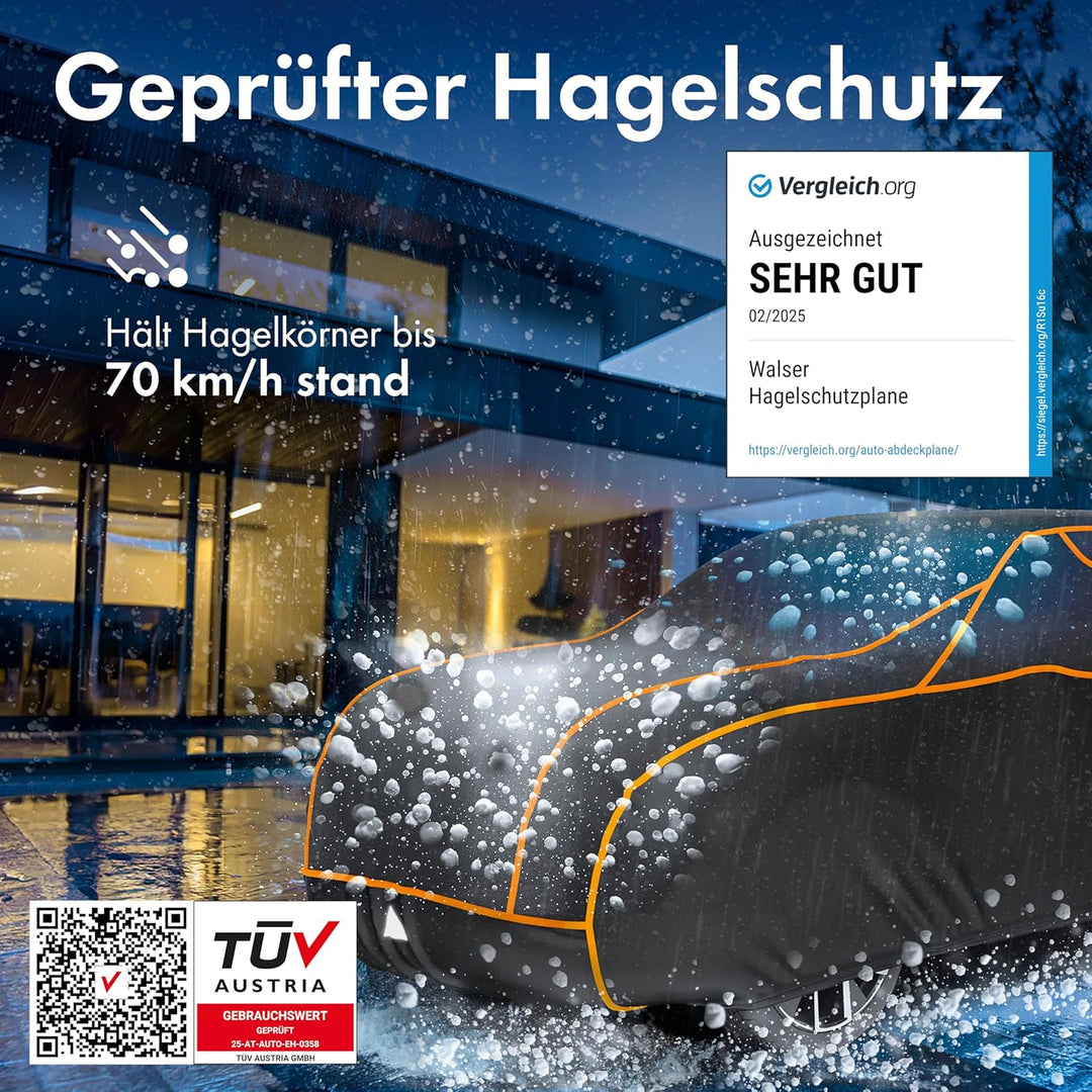 WALSER Hagelschutz Abdeckplane Auto, Auszeichnung Sehr Gut* Hagelschutzplane, TÜV geprüfte* Auto-Abd