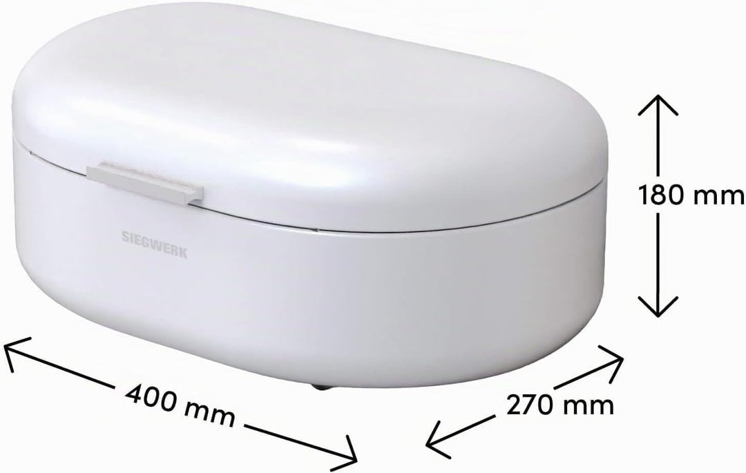Design-Brotkasten PANEA - Korpus, Griff und Scharniere aus Metall - hochwertige Qualität - weiss Wei