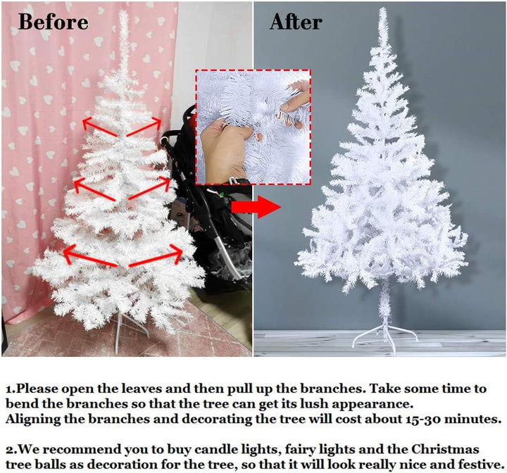 HENGMEI 240cm PVC Weihnachtsbaum Tannenbaum Christbaum Weiss künstlicher mit Metallständer ca. 880 S