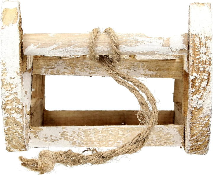 ECD Germany Deko Schlitten aus Holz mit 25 Warmweissen LEDs, 31,5x14,5x10,5 cm, Braun-Natur, Batterr