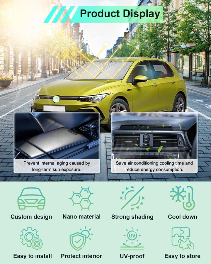 GAFAT Kompatibel mit VW Golf 8 MK8 GTI GTE GTD R 2020-2023 Sonnenschutz Frontscheibe Innen, Windschu