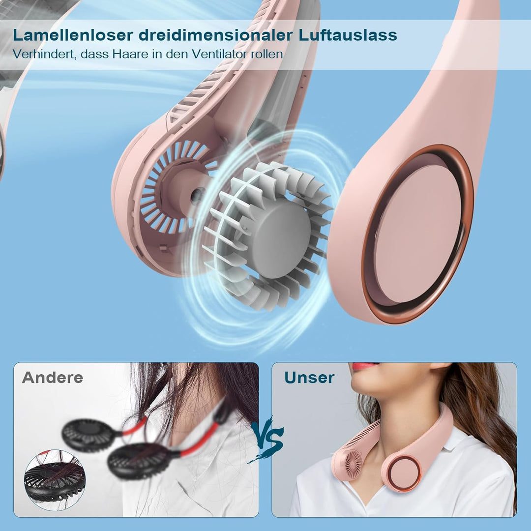 CIVPOWER Tragbarer Hals-Ventilator, freihändiger, blattloser Ventilator, 360° Kühlung, persönlicher