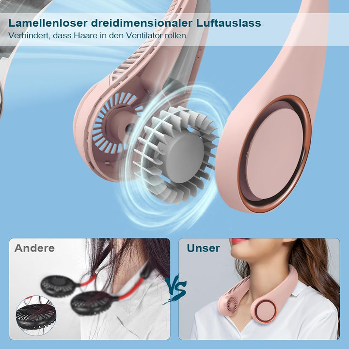 CIVPOWER Tragbarer Hals-Ventilator, freihändiger, blattloser Ventilator, 360° Kühlung, persönlicher