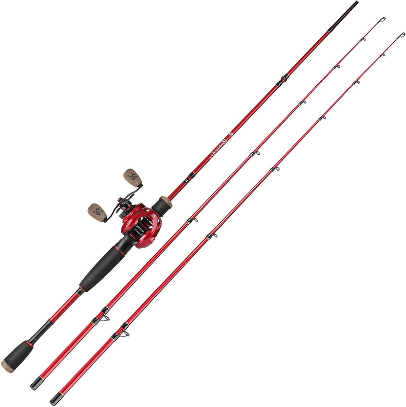 Sougayilang Baitcasting Combo, 2 Abschnitte M/MH Lightweight Baitcasting Rod und 8.0:1 Baitcaster Re