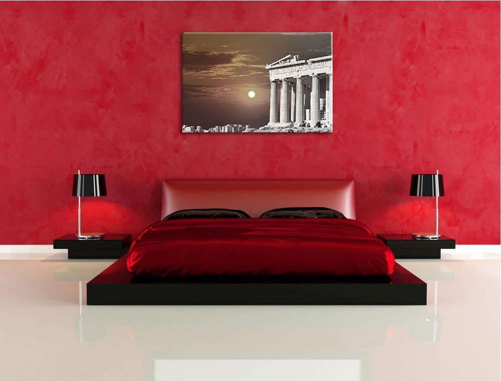 schöner Tempel der Athene schwarz/weiss Format: 100x70 auf Leinwand, XXL riesige Bilder fertig gerah