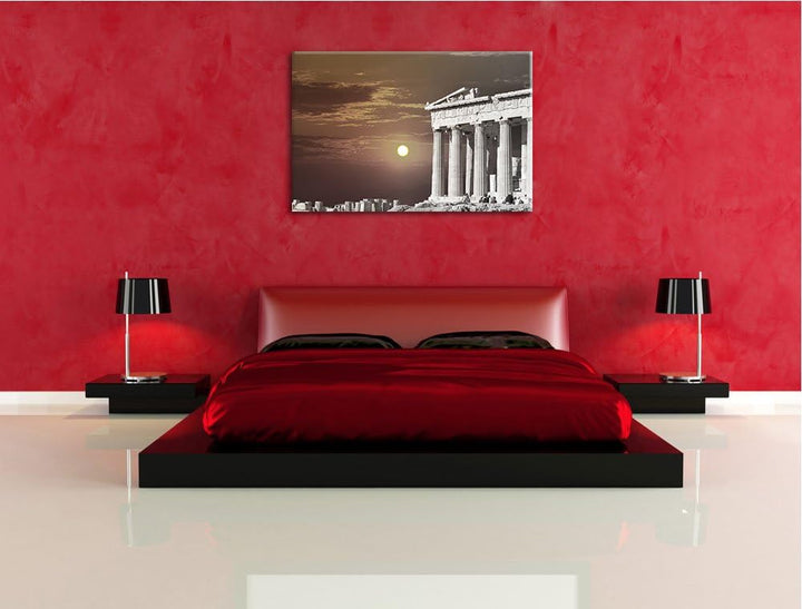 schöner Tempel der Athene schwarz/weiss Format: 100x70 auf Leinwand, XXL riesige Bilder fertig gerah