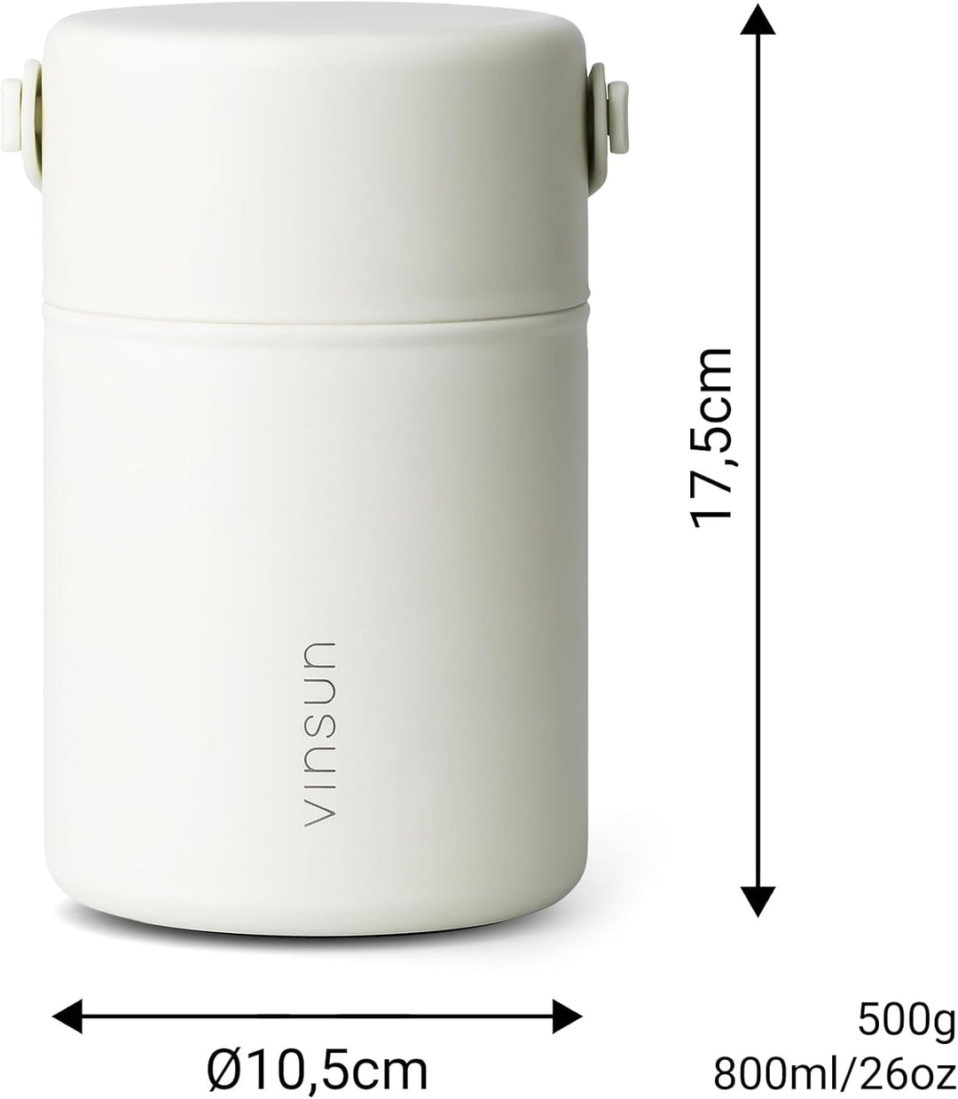 VINSUN Thermobehälter für Essen 800ml mit Löffel - Edelstahl, auslaufsicher, breite Öffnung - doppel